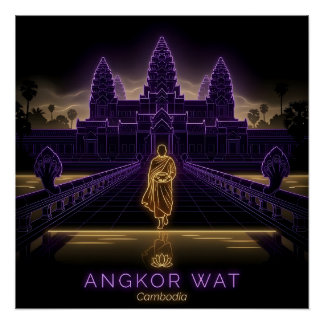 Pôster Monge budista de Angkor Wat - Camboja
