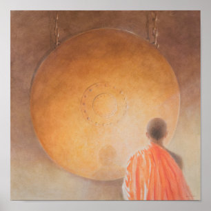 Poster Monge budista e gongo novos Bhutan 2010