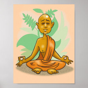Poster Monge Budista em Meditação