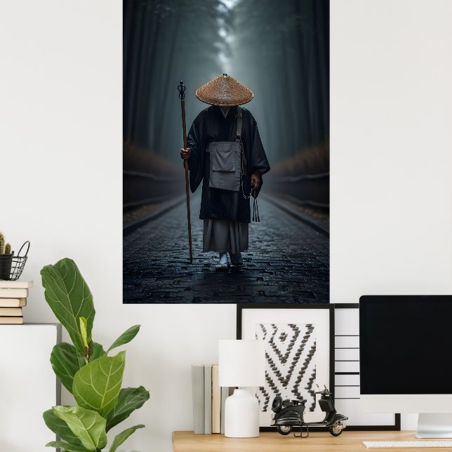 Poster Monge Zen Japonês (Escritório em casa)