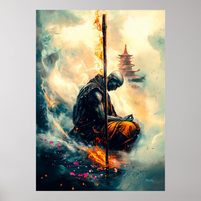 Poster Monge Zenfire – O Caminho das Chamas Eternas (Frente)