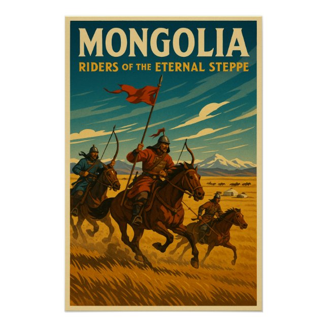 Pôster Mongólia - Cavaleiros do Esteppe Eterno (Frente)