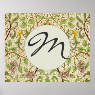 Poster Mongram Chic Decorator Foloral Papel de parede Daf