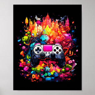 Poster Monitor Colorido de Jogo Tie Dye Splash do Grafite