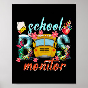 Poster Monitor de Ônibus Escolar Motorista de Ônibus Esco