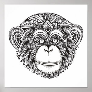 Pôster Monkey Illustartion Doodle 2