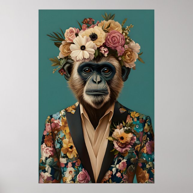 Poster Monkey In Suit Poster, Monkey Portrait, Monkey Oil (Frente)