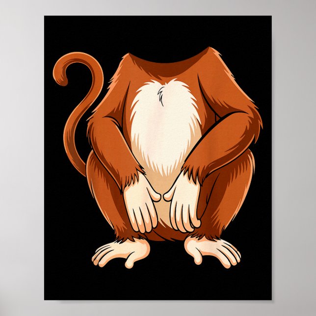 Poster Monkey Shirt Adult Kids Men Women Brown Monkey Cos (Frente)