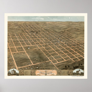 Pôster Monmouth, mapa panorâmico do IL - 1869