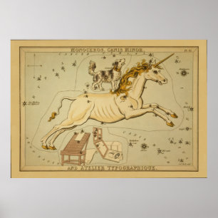 Pôster Monoceros - imagem astronômica da carta de estrel