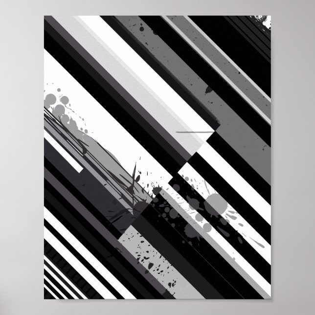 Poster Monochrome Diagonal Abstract (Frente)