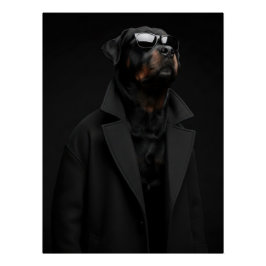 Pôster Monochrome Rottweiler Portrait – Dark Minimalist