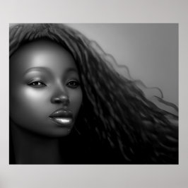 Poster Monocromática, mulher africana americana