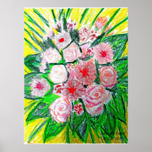 Poster Monocromático, Rosas, Dianthus caryophyllus, Gerb