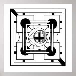 Poster Monocromo Geométrico Abstrato Geométrico Minimalis