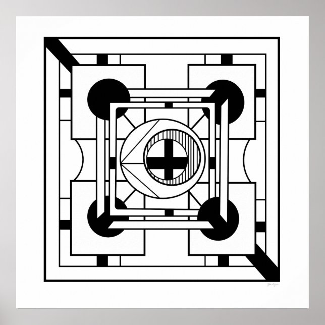 Poster Monocromo Geométrico Abstrato Geométrico Minimalis (Frente)