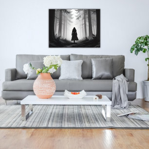 Poster Monocromo Tranquilo Caminha na Floresta