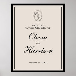 Poster Monogram Wedding Classic Welcome Sign