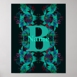 Poster Monograma a Arte da Lírio com sua Inicial Personal