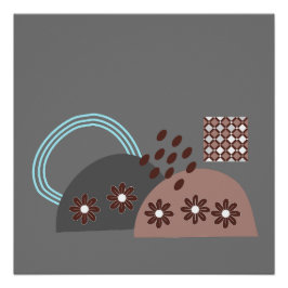 Pôster Monograma Chic Moderno Redondo Preto