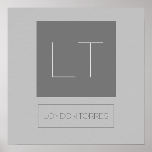 Poster Monograma Cinza Atraente Simples (Frente)