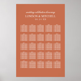 Poster Monograma Clássico Elegante Terracotta Orange Wedd