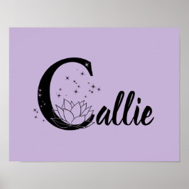 Poster Monograma com Flor Personalizado - Letra C Arte de