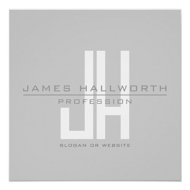 Pôster Monograma Comercial de Vista Moderna | Cinza (Frente)