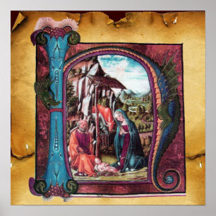 PÔSTER MONOGRAMA DA NATIVIDADE NATAL PARCHMENT