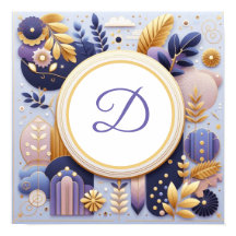 Monograma de Arte de Parede Roxa e Dourada