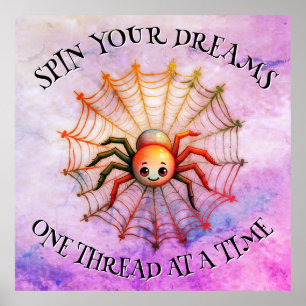 Poster Monograma de aspas inspiracional de aranha branca