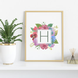 Pôster Monograma de Buquê de flor selvagem