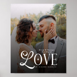 Poster Monograma de Casal de Foto de Casamento Personaliz
