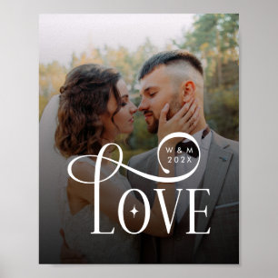 Poster Monograma de Casal de Foto de Casamento Personaliz