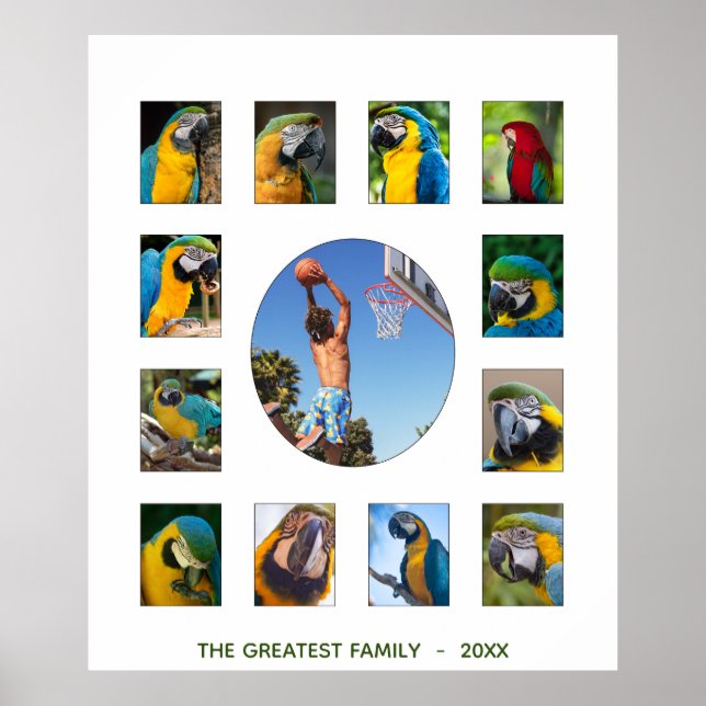 Poster Monograma de Colagem de Fotos da Família (Frente)