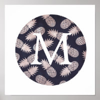 monograma de folha fina foil rosa dourado abacaxi