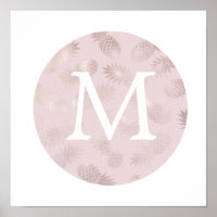 monograma de folha fina foil rosa dourado abacaxi