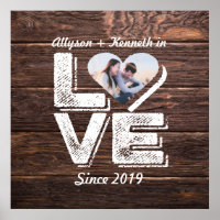 Monograma de Foto do Coração em Woodland Rústica