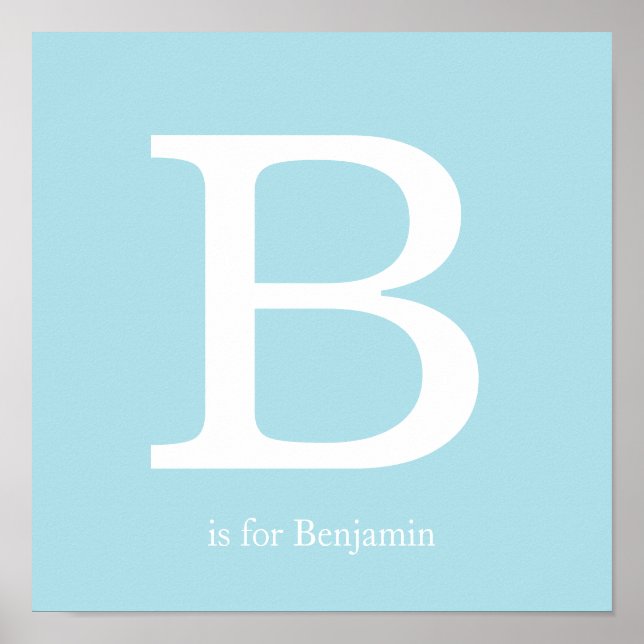 Pôster Monograma do infantário azul (Frente)