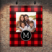 Monograma do Padrão Rustic Red & Black Buffalo Xad
