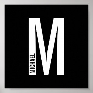 Poster Monograma e Nome de Negrito Personalizado Moderno