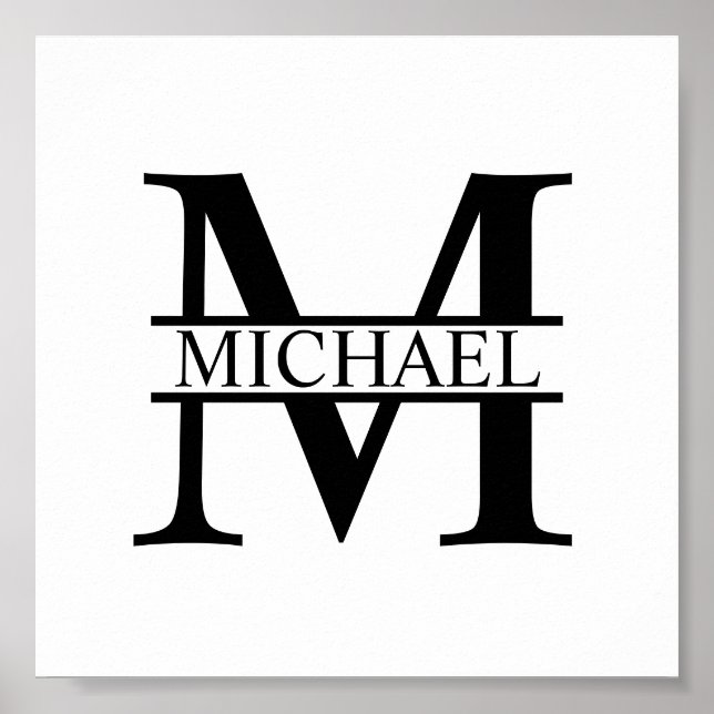 Pôster Monograma e Nome Personalizados (Frente)