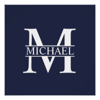 Monograma e Nome Personalizados Azul-marinho