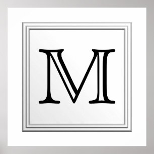 Pôster Monograma feito sob encomenda impresso. Preto e