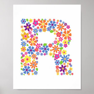 Poster Monograma Flor - Letra floral R