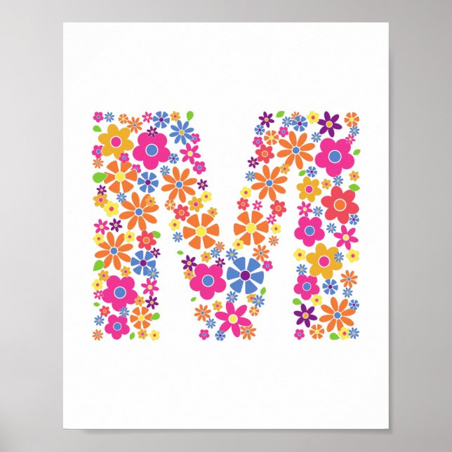 Poster Monograma Flor - Letra M (Frente)