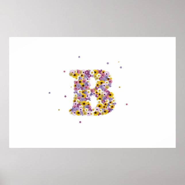 Poster Monograma florado 'B' (Frente)