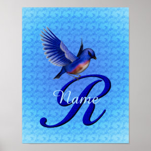 Poster Monograma Inicial R Bluebird Personalizado