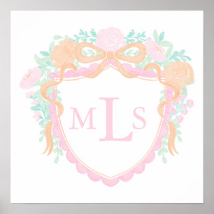 Poster Monograma Laranja Queda Pumpkin Crest Sinal