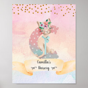 Poster Monograma - Letra C Fashion Cat Baby Girl Nursery